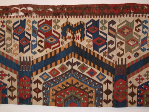 fig 1. ANTIQUE TURKISH AYDINLI KILIM FRAGMENT, SOUTH WEST ANATOLIA, SUPERB COLOURS, 2ND HALF 19TH CENTURY.