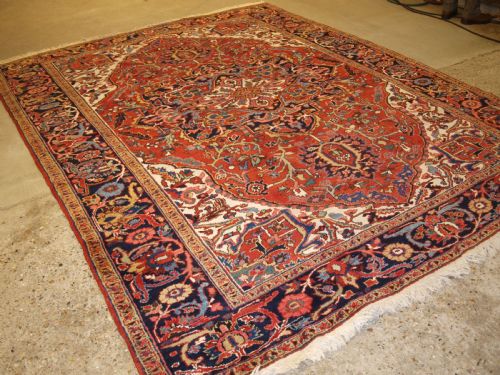 Antique Persian Heriz Carpet, Soft Terracotta Red Field, Excellent Condition, Circa 1900/20.