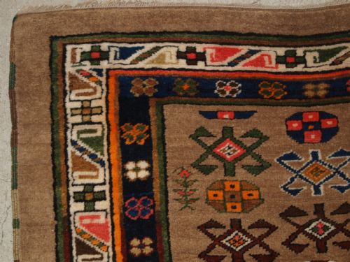 fig 1. ANTIQUE SARAB RUNNER, CAMEL WOOL GROUND WITH ANIMALS, CIRCA 1900.