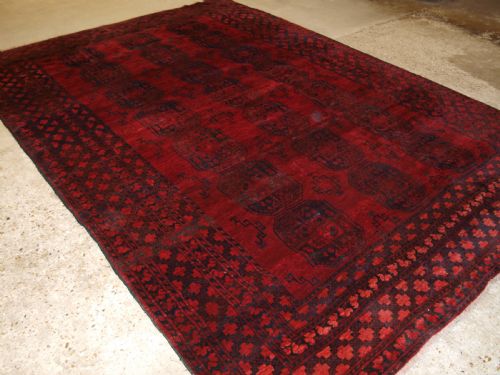 Old Afghan Village Carpet, Deep Rich Red Colour, Great Condition, Circa 1920.