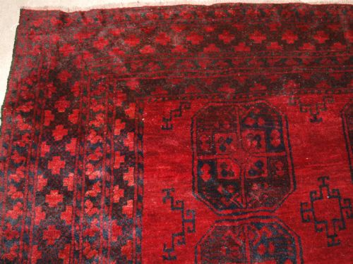 fig 1. OLD AFGHAN VILLAGE CARPET, DEEP RICH RED COLOUR, GREAT CONDITION, CIRCA 1920.