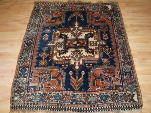 Antique Rug by the Luri Tribe, Small Tribal Rug, Circa 1900.