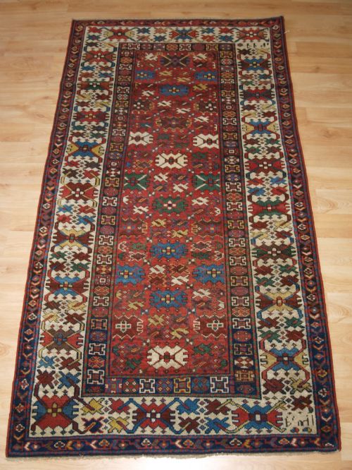 Antique Caucasian Shirvan Rug, Lattice Design, Good Colour, Dated 1306 (1888).