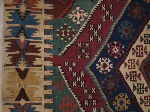 ANTIQUE TURKISH MALATYA KILIM OF LARGE SIZE WITH SUPERB COLOUR LATE 19TH CENTURY - ADDITIONAL PHOTO 2