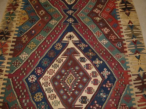 ANTIQUE TURKISH MALATYA KILIM OF LARGE SIZE WITH SUPERB COLOUR LATE 19TH CENTURY - ADDITIONAL PHOTO 4