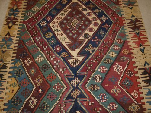 ANTIQUE TURKISH MALATYA KILIM OF LARGE SIZE WITH SUPERB COLOUR LATE 19TH CENTURY - ADDITIONAL PHOTO 5