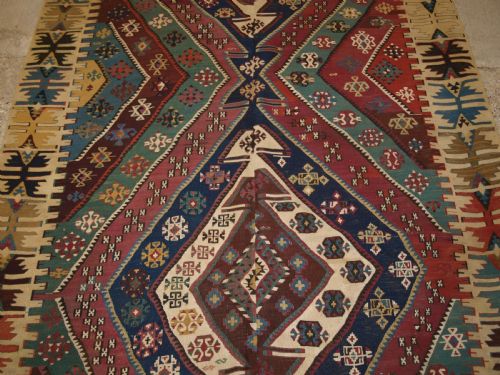 ANTIQUE TURKISH MALATYA KILIM OF LARGE SIZE WITH SUPERB COLOUR LATE 19TH CENTURY - ADDITIONAL PHOTO 6