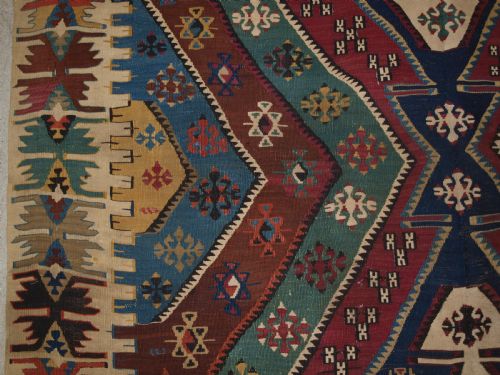 ANTIQUE TURKISH MALATYA KILIM OF LARGE SIZE WITH SUPERB COLOUR LATE 19TH CENTURY - ADDITIONAL PHOTO 8