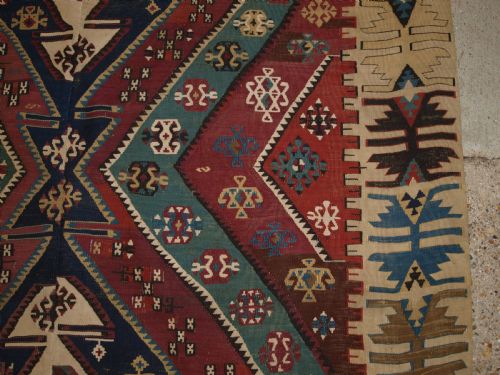 ANTIQUE TURKISH MALATYA KILIM OF LARGE SIZE WITH SUPERB COLOUR LATE 19TH CENTURY - ADDITIONAL PHOTO 9