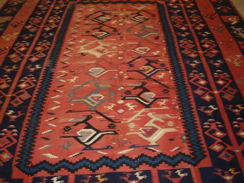ANTIQUE BALKAN SHARKOY KILIM OF LARGE SIZE SUPERB DESIGN CIRCA 190020 - ADDITIONAL PHOTO 5