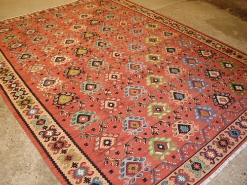 Old Balkan Sharkoy Kilim with All Over Repeat Design, Circa 1920/30.