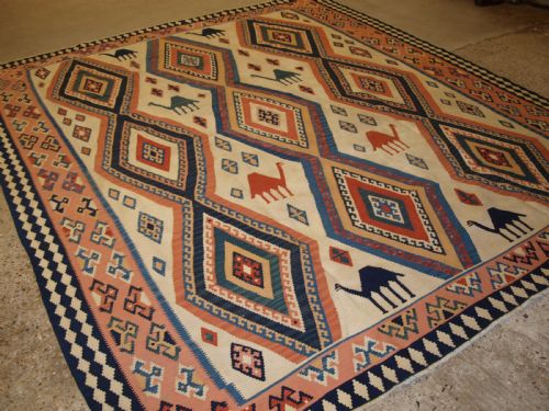 Old South West Persian Tribal Kilim, Shiraz Region, Large Camels, Circa 1920/30.