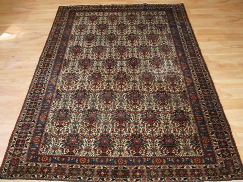Antique Persian Abedeh Rug with Vase and Peacock Design, Superb Colours, Circa 1900.
