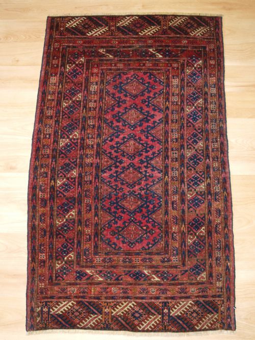 Antique Saryk Turkmen Rug of Very Small Size, Cochineal Dyes, Circa 1900.