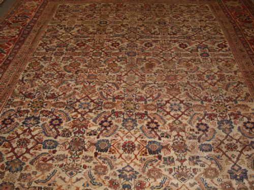 ANTIQUE MAHAL CARPET ALL OVER DESIGN ON AN IVORY GROUND SUPERB COUNTRY HOUSE CARPET CIRCA 1880 - ADDITIONAL PHOTO 3