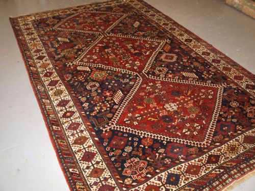 Antique Tribal Qashqai Carpet, Outstanding Example, Circa 1880.