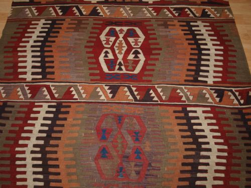 ANTIQUE TURKISH KONYA KILIM WITH STRIKING DESIGN SOFT COLOURS CIRCA 1900 - ADDITIONAL PHOTO 3