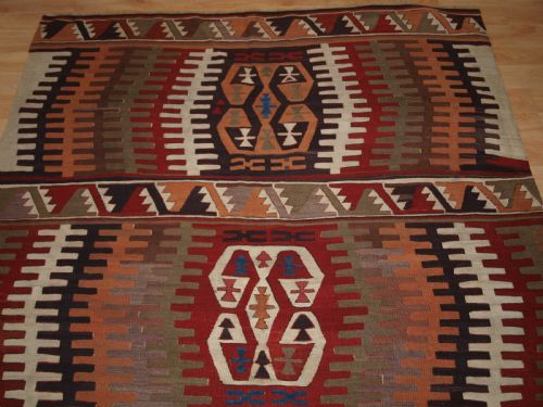 ANTIQUE TURKISH KONYA KILIM WITH STRIKING DESIGN SOFT COLOURS CIRCA 1900 - ADDITIONAL PHOTO 4