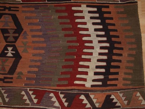 ANTIQUE TURKISH KONYA KILIM WITH STRIKING DESIGN SOFT COLOURS CIRCA 1900 - ADDITIONAL PHOTO 9