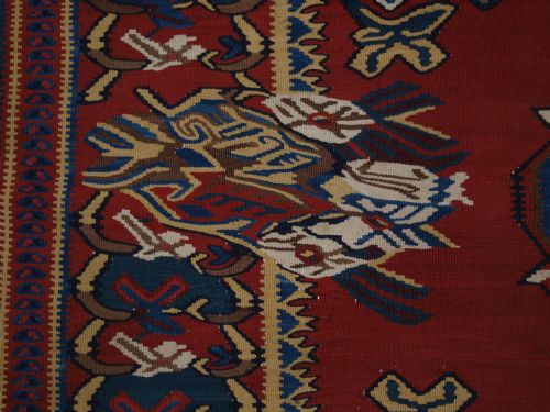 ANTIQUE BIJAR KILIM WITH FLORAL DESIGN CIRCA 1890 - ADDITIONAL PHOTO 6