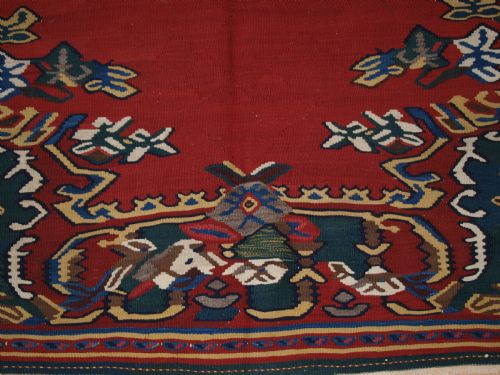 ANTIQUE BIJAR KILIM WITH FLORAL DESIGN CIRCA 1890 - ADDITIONAL PHOTO 7
