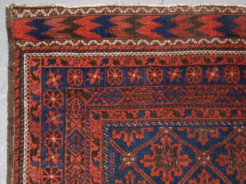 fig 1. ANTIQUE BALUCH RUG, KHORASSAN REGION, NORTH EAST PERSIA, SNOWFLAKE DESIGN, CIRCA 1880.