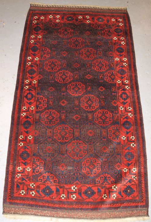 Antique Baluch Rug with Outstanding Colour, Full Pile, Great Border, Circa 1880.