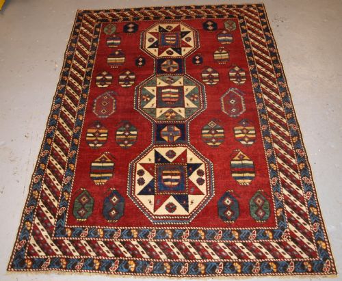 Antique Caucasian Shirvan Rug with Unusual Star Design, Late 19th Century.