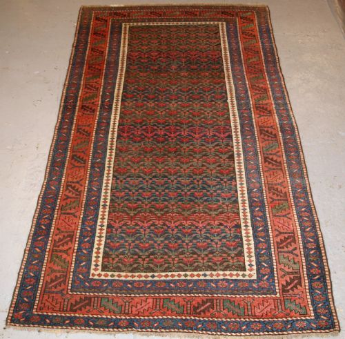 Antique Kurdish Long Rug with All Over Shrub Design, Late 19th Century.