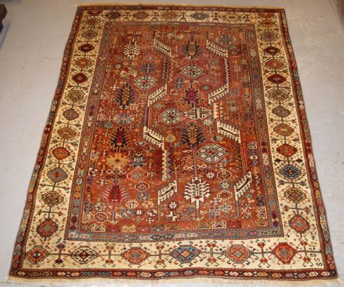 Antique Tribal Shekarlu Qashqai Rug of Classic Design, Circa 1880.