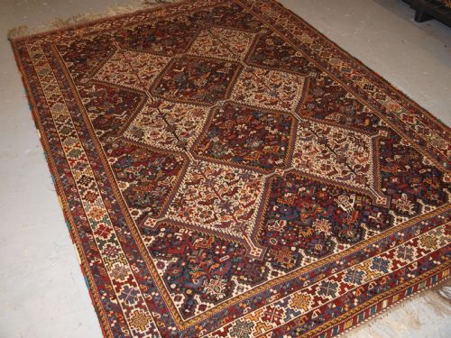 fig 1. ANTIQUE KHAMSEH BIRD RUG, SUPERB EXAMPLE, CIRCA 1900.