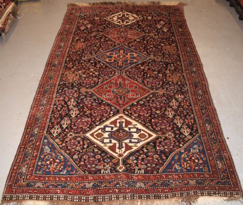 Antique Qashqai Rug, Tribal Design with Great Colour, Late 19th Century.