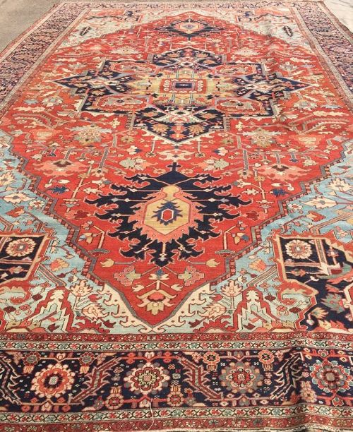 Antique Heriz Carpet of Large Size with Outstanding Colour, Circa 1880.