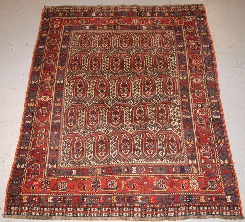 Antique Khamseh Rug with Repeat Boteh Design, Circa 1900.