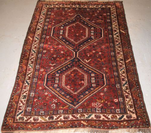 Old South West Persian Tribal Design Shiraz Rug, Thick Heavy Pile, Circa 1920.