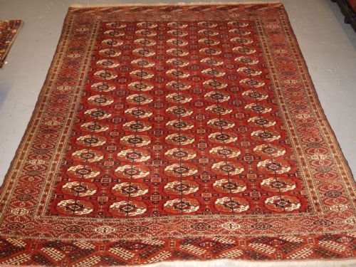 fig 1. ANTIQUE TEKKE TURKMEN MAIN CARPET, SQUARE SHAPE, GOOD COLOUR, LATE 19TH CENTURY.