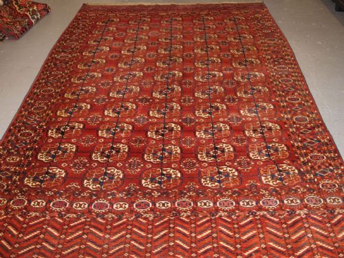 fig 1. ANTIQUE TEKKE TURKMEN MAIN CARPET, EXCELLENT LONG ELEM ENDS, CIRCA 1880.