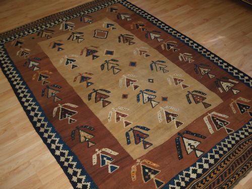 fig 1. ANTIQUE QASHQAI TRIBAL KILIM, SCARCE DESIGN, LATE 19TH CENTURY.