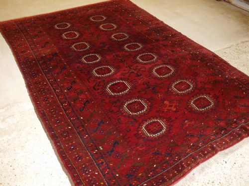 Old Afghan Village Carpet, Traditional Salor Gul Design, Hard Wearing, Circa 1920.