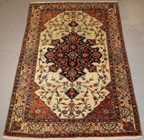 Antique Persian Sarouk Rug, Floral Design, Fine Weave, Circa 1900.