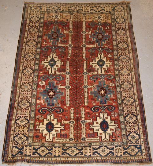 Antique Caucasian Rug, Kuba Region, Afshan Design, Small Size, Late 19th Century.
