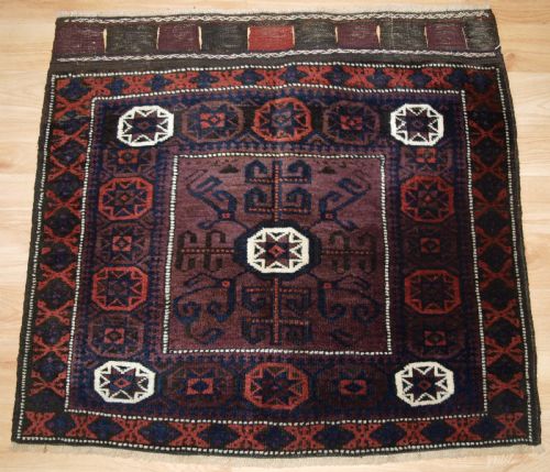 Antique Baluch Saddle Bag Face, Star in Octagon Design, Circa 1900.