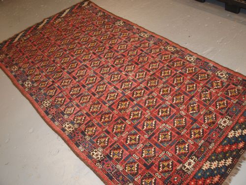 fig 1. ANTIQUE CHODOR TURKMEN MAIN CARPET OF SMALL SIZE AND SCARCE DESIGN, CIRCA 1880.