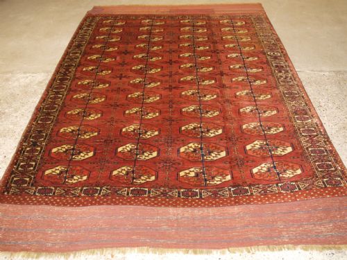 Antique Tekke Turkmen Main Carpet with Rare Octagonal Guls, Mid 19th Century.