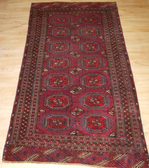Antique Tekke Turkmen Rug with Salor Guls, Cochineal Colour, Circa 1890.