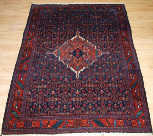 Antique Senneh Village Rug of Small Size with Heratti Design, Circa 1900.
