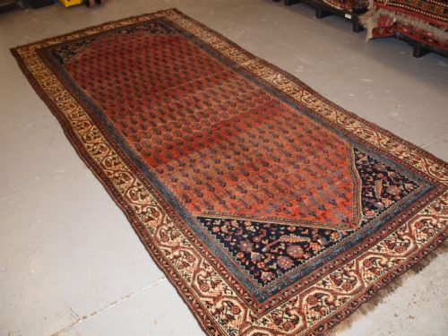 Antique Sarabent Village Kelleh Long Rug with Shrub Design, Circa 1900.