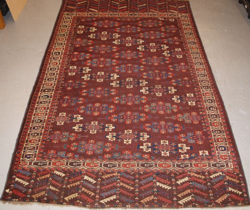 fig 1. ANTIQUE YOMUT TURKMEN MAIN CARPET WITH KEPSE GULS, 2ND HALF 19TH CENTURY.