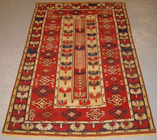 Antique Turkish Milas Village Rug of Scarce Design, Circa 1850.