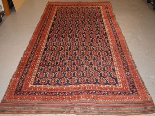 Antique Long Rug by the Afshar Tribe, Boteh Design, Circa 1890.